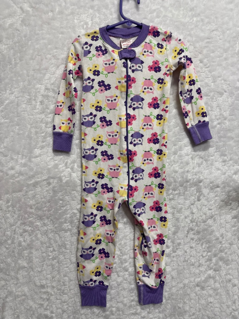 Hanna Andersson organic cotton footless sleeper snug fit owl print girls 3